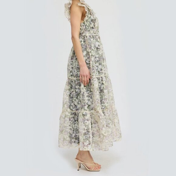 En Saison Floral Lace Maxi Dress in Cream and Green - Picture 6 of 11